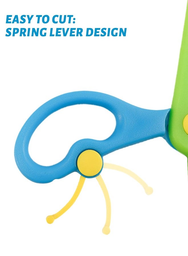 GAUENEEN 4 Pcs Plastic Safety Scissors, Dual-Colour Preschool Training Scissors, Children Safety Learning Scissor Spring Scissor for Toddler Arts and Paper Craft Supplies - Image 4